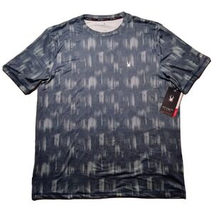 SPYDER‎ SWIM RASH GUARD Men Large Gray Abstract Short Sleeve T-Shirt NEW